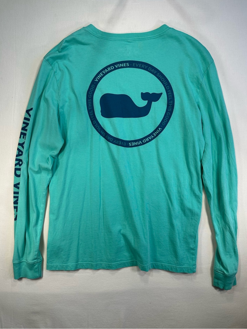 Vineyard Vines Men’s Long Sleeve Vintage Whale Pocket Tee Mint Green Small